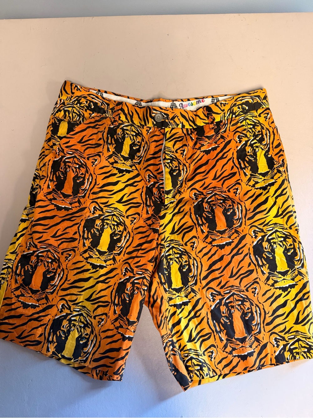 Men's Royal & Awesome brand Orange Tiger Print Shorts —LSU or Bengals